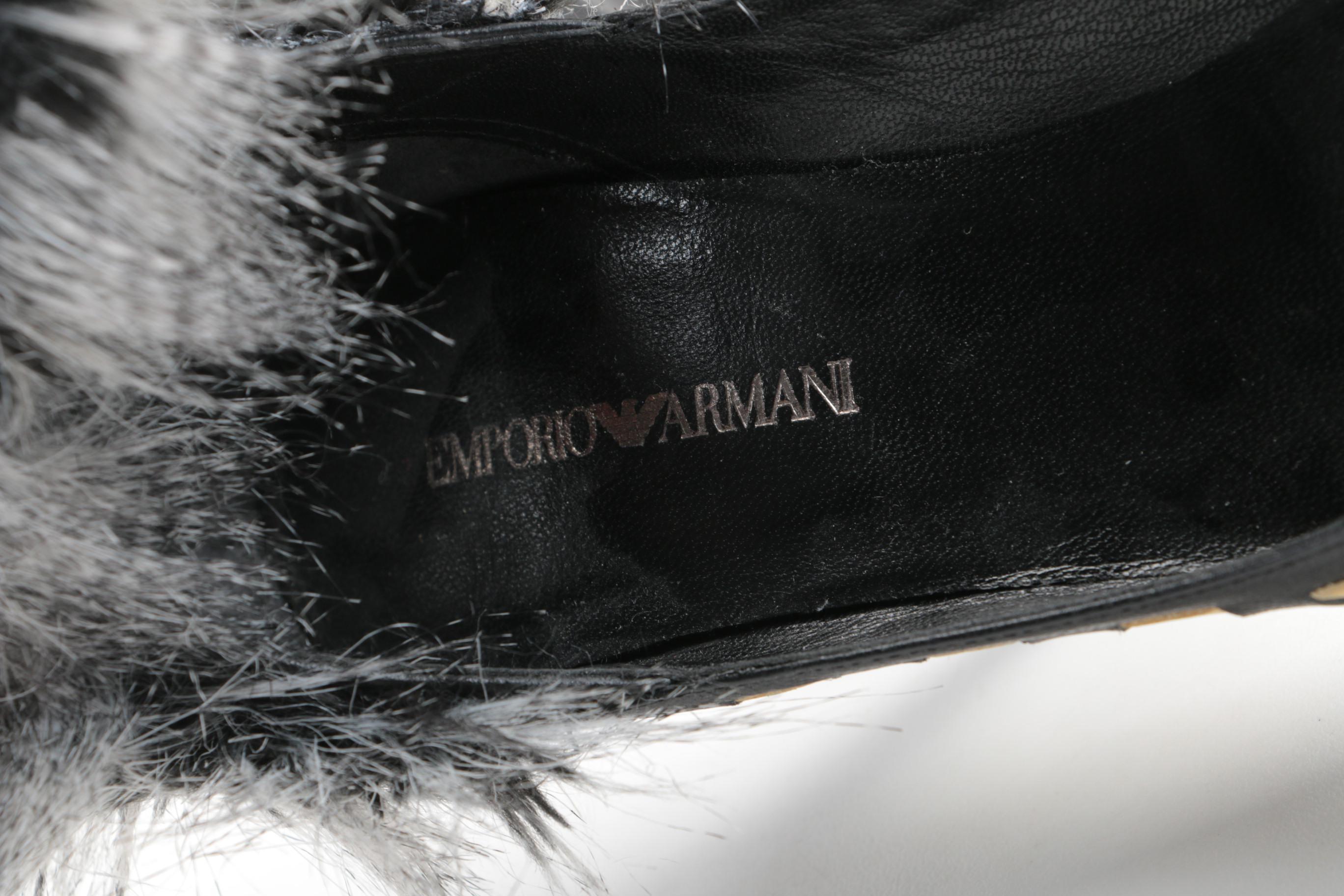 Women's Emporio Armani Raccoon Fur Trimmed Heels