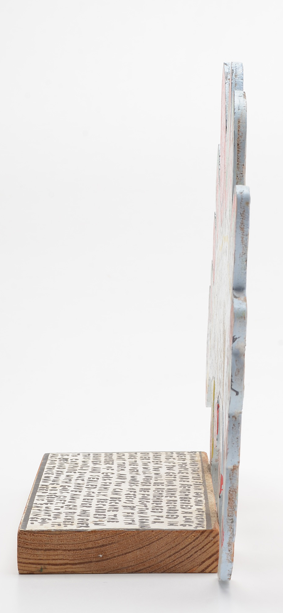 Howard Finster Oil and Marker on Shaped Wood Sculpture "Beast of Cocaine"