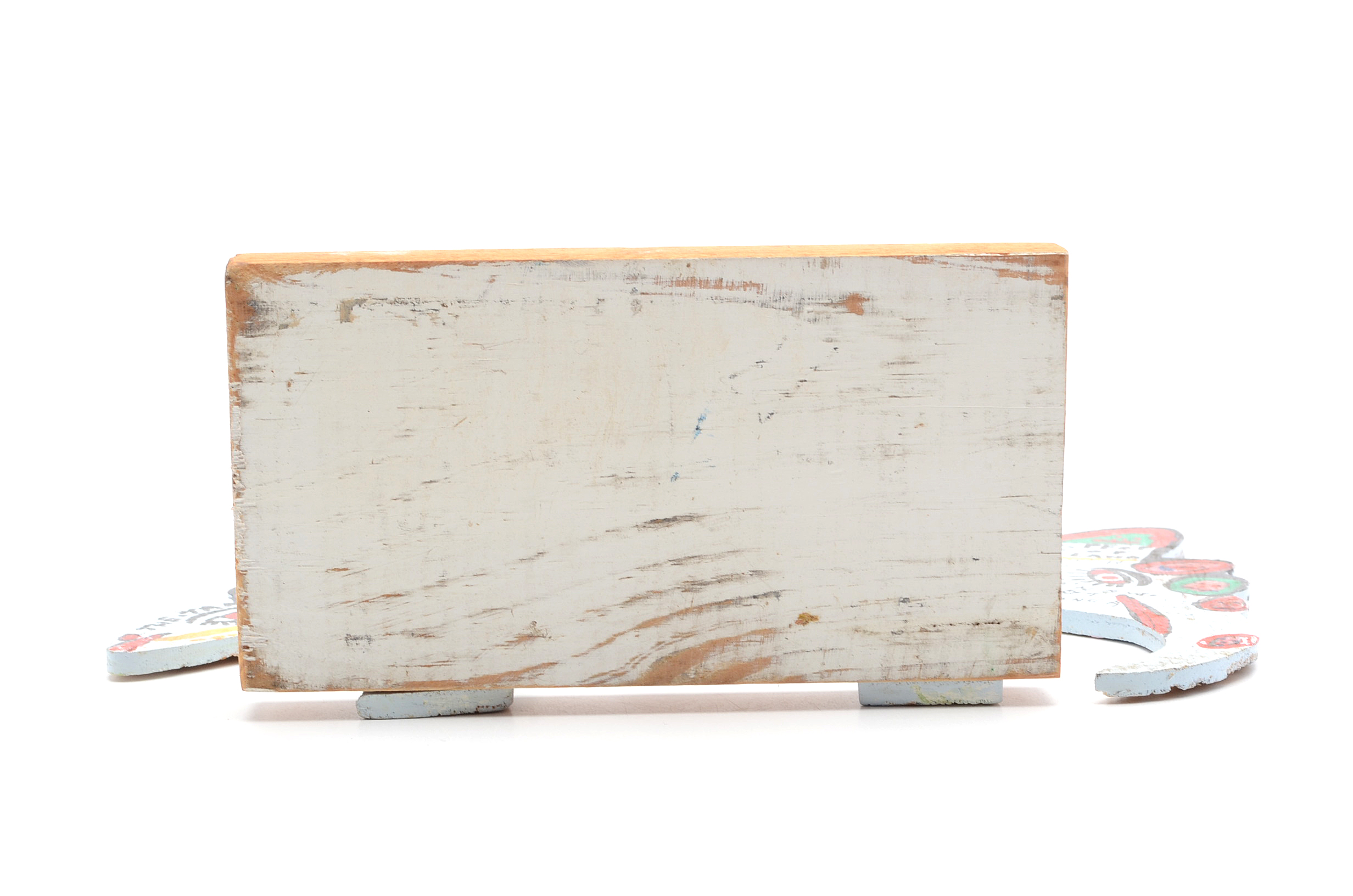 Howard Finster Oil and Marker on Shaped Wood Sculpture "Beast of Cocaine"