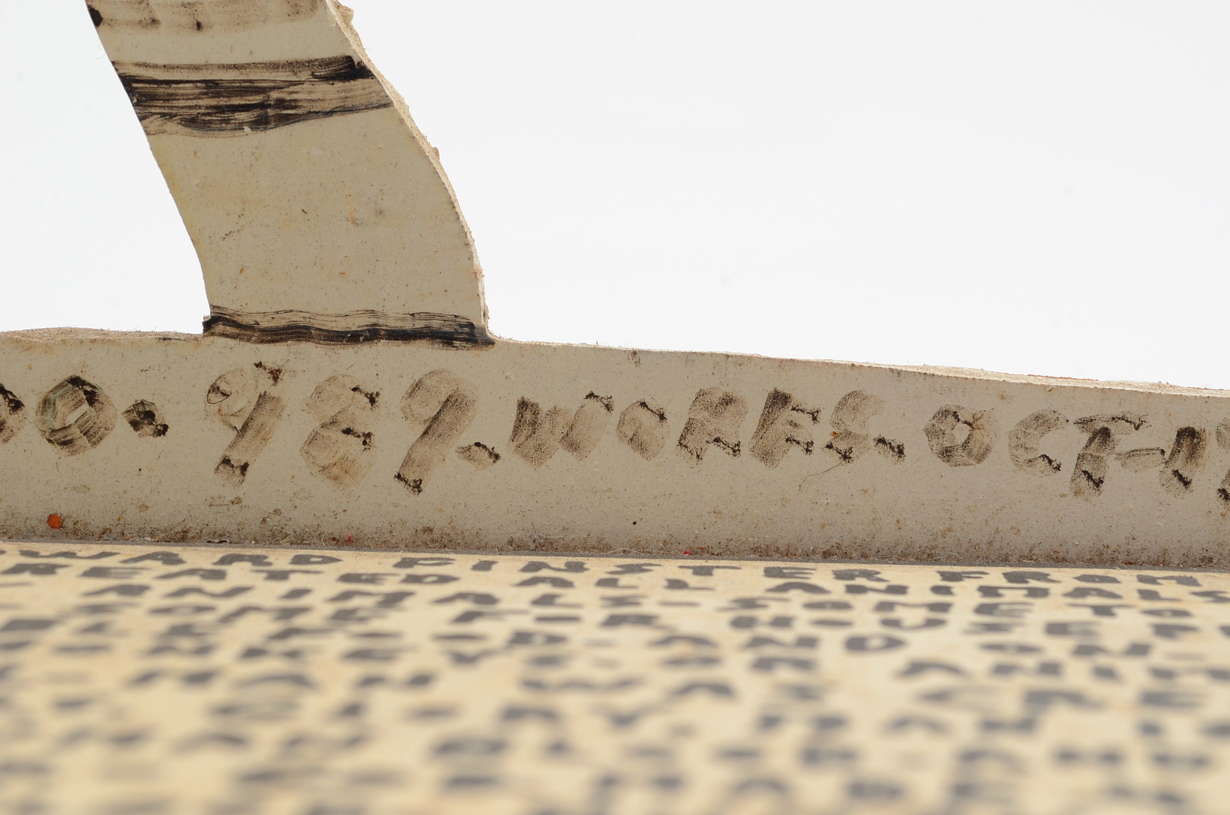 Howard Finster Oil and Marker on Shaped Wood Sculpture of a Zebra