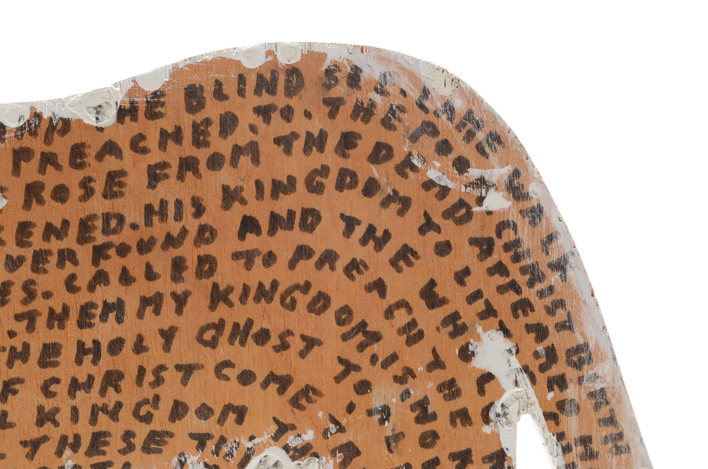 Howard Finster Oil and Marker on Shaped Wood Sculpture of a Zebra