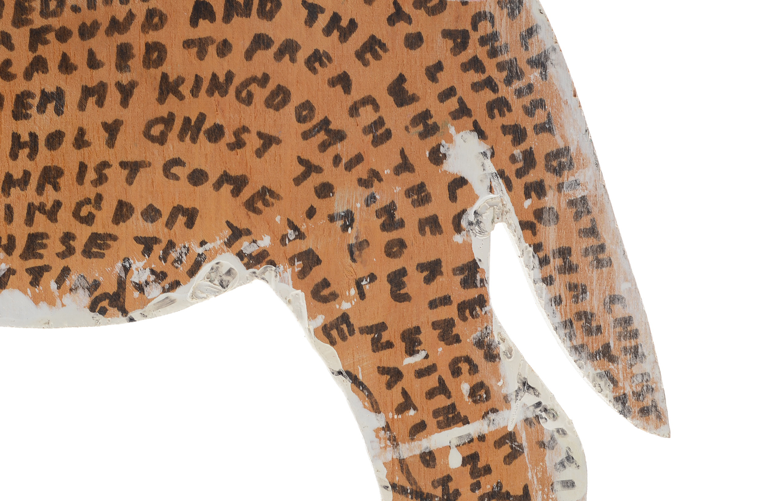 Howard Finster Oil and Marker on Shaped Wood Sculpture of a Zebra