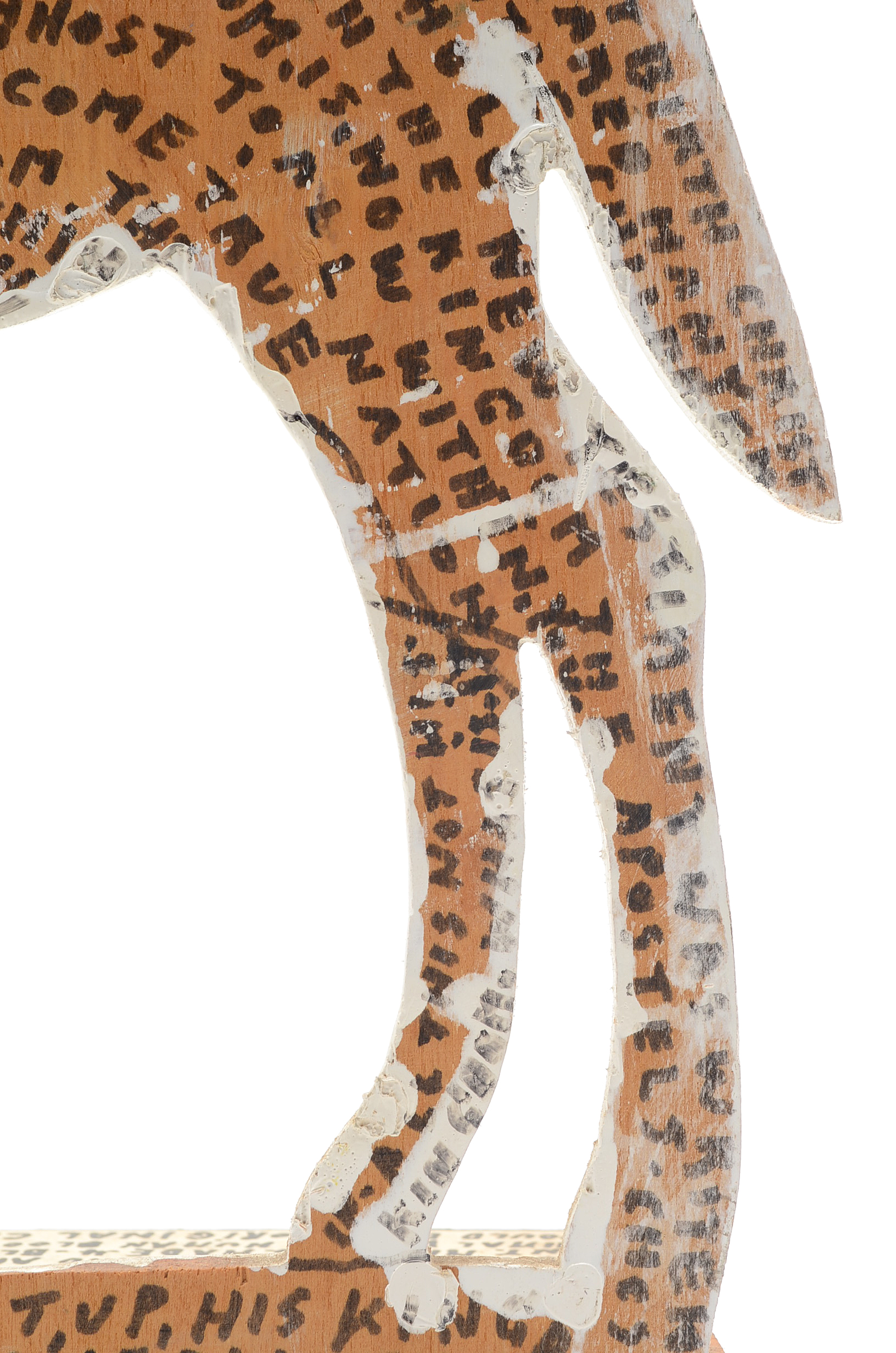 Howard Finster Oil and Marker on Shaped Wood Sculpture of a Zebra