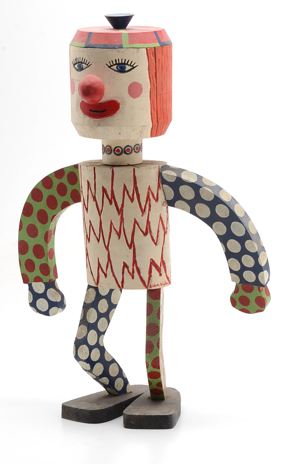 Kenneth "Allen" Wilson Painted Wood Sculpture with Ceramic Head Insert