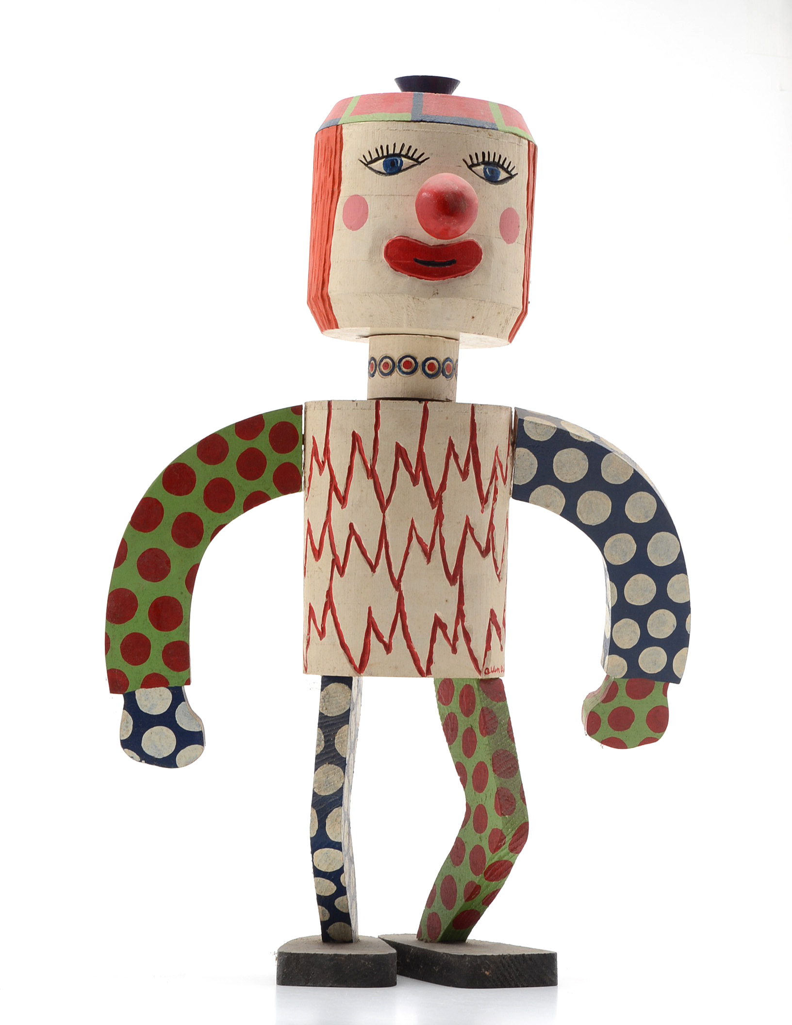 Kenneth "Allen" Wilson Painted Wood Sculpture with Ceramic Head Insert