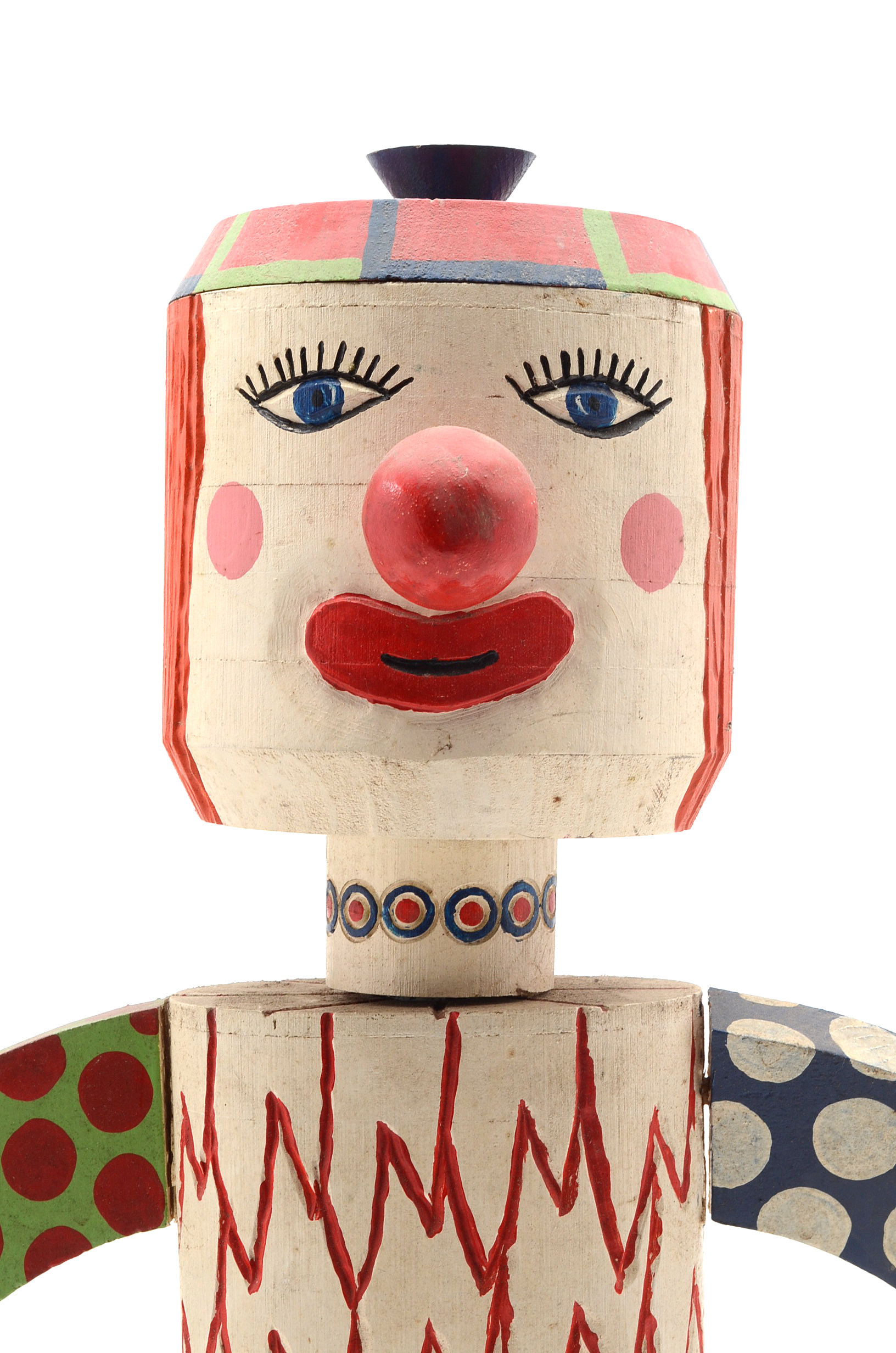 Kenneth "Allen" Wilson Painted Wood Sculpture with Ceramic Head Insert