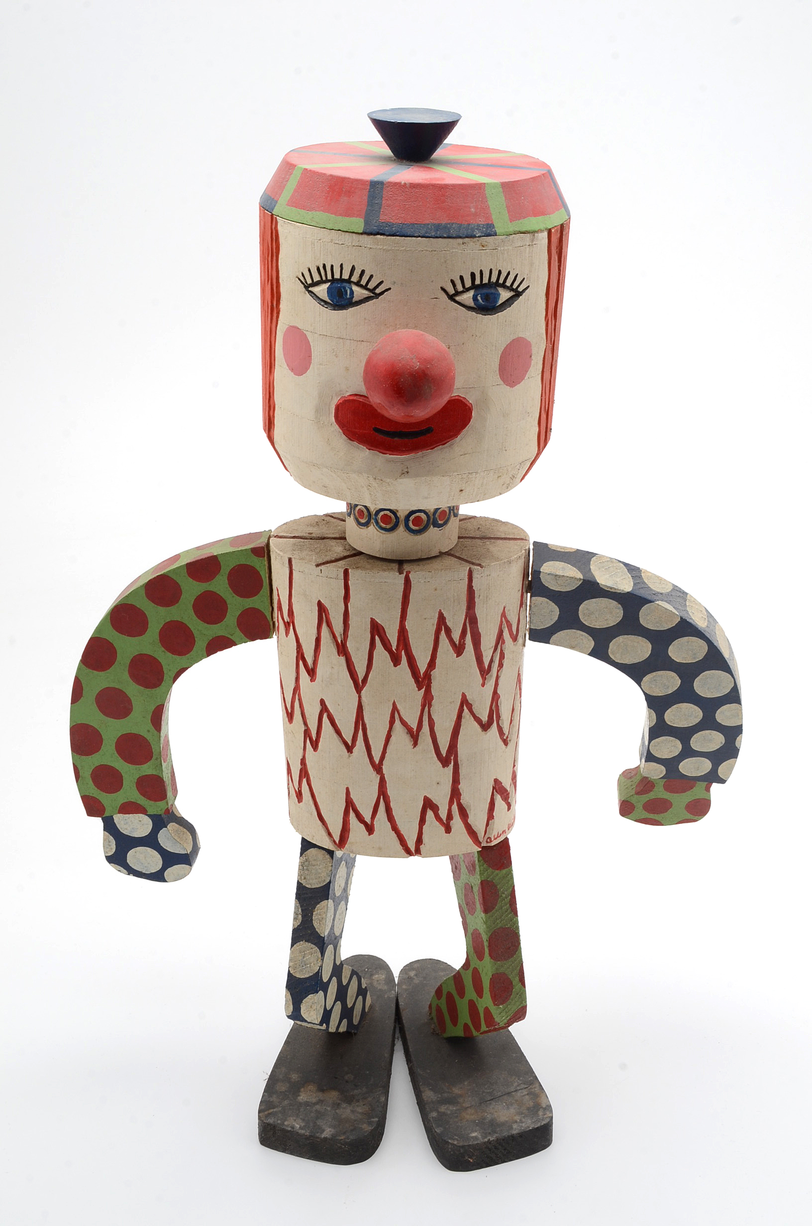 Kenneth "Allen" Wilson Painted Wood Sculpture with Ceramic Head Insert