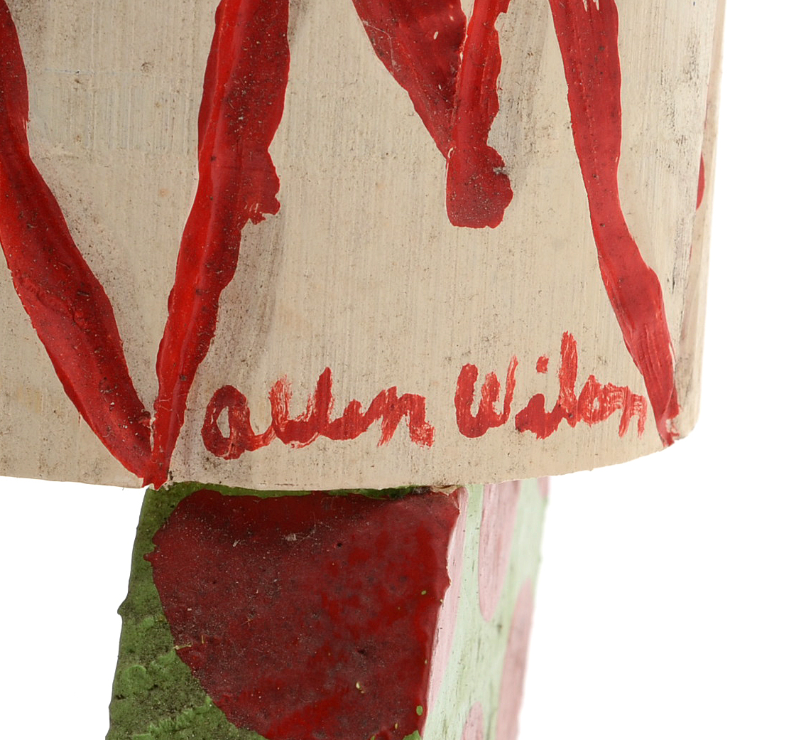 Kenneth "Allen" Wilson Painted Wood Sculpture with Ceramic Head Insert