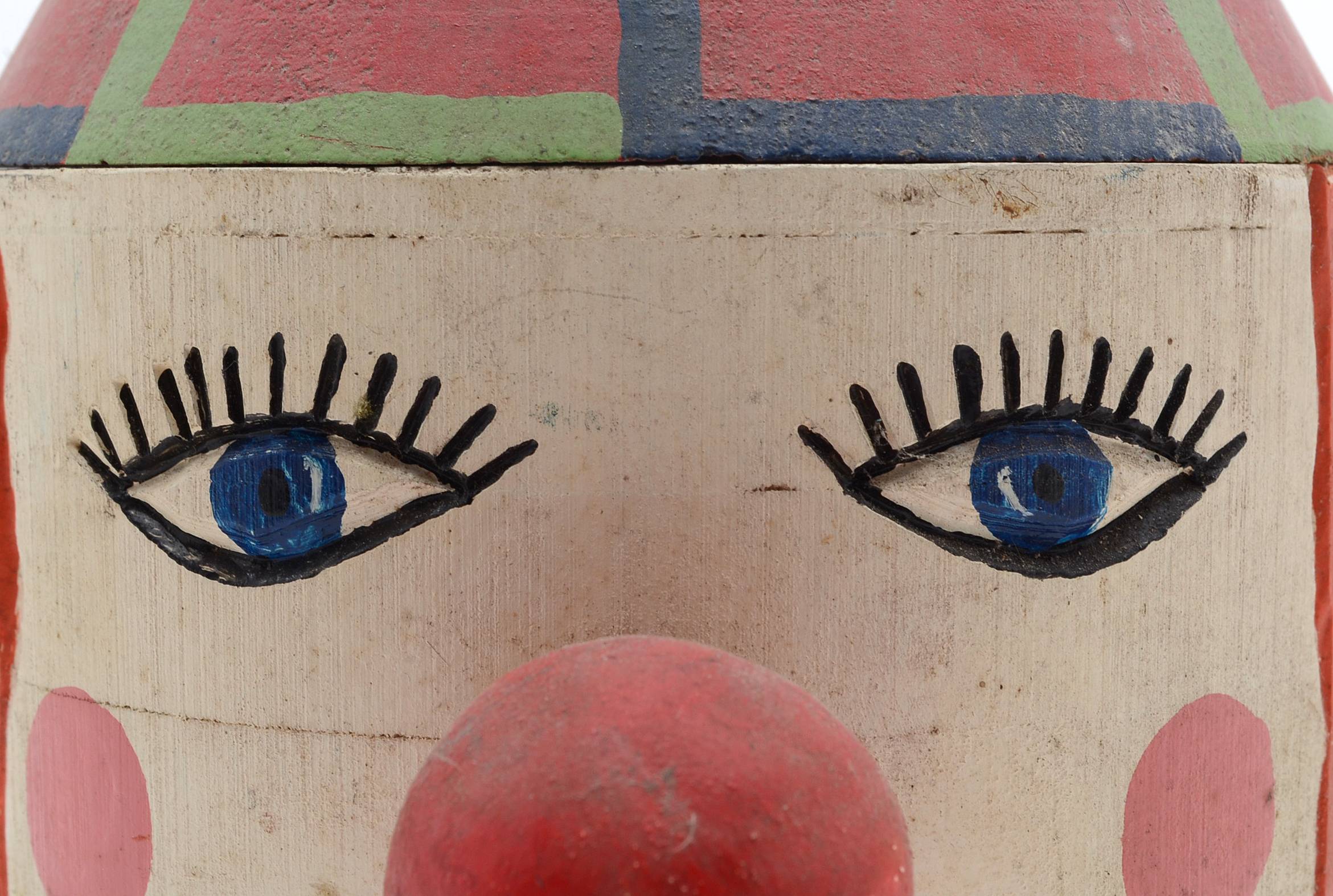 Kenneth "Allen" Wilson Painted Wood Sculpture with Ceramic Head Insert