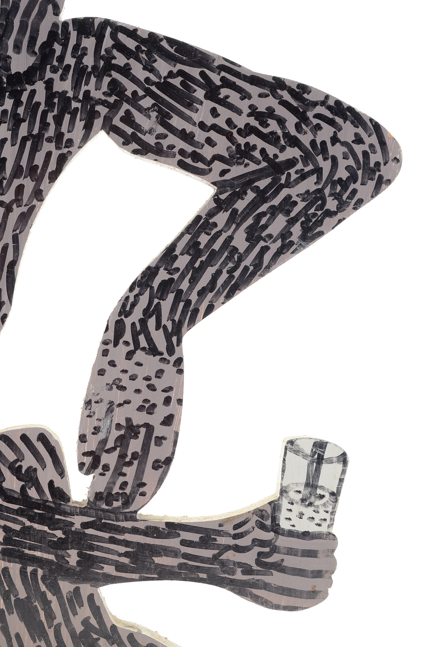 Howard Finster Oil and Marker on Shaped Wood Sculpture "Monkey Ba Bo"