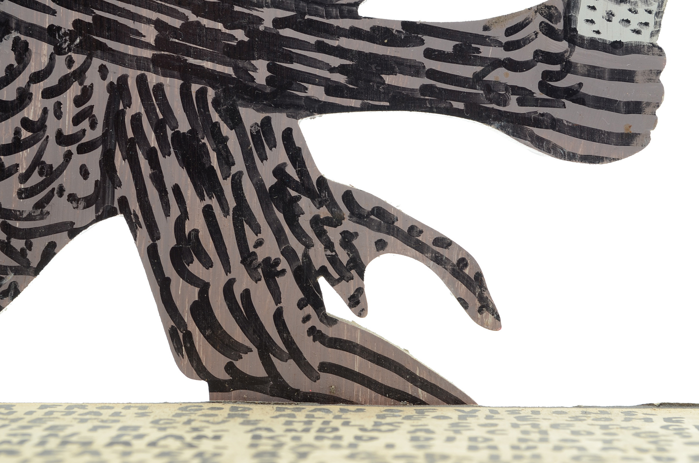 Howard Finster Oil and Marker on Shaped Wood Sculpture "Monkey Ba Bo"