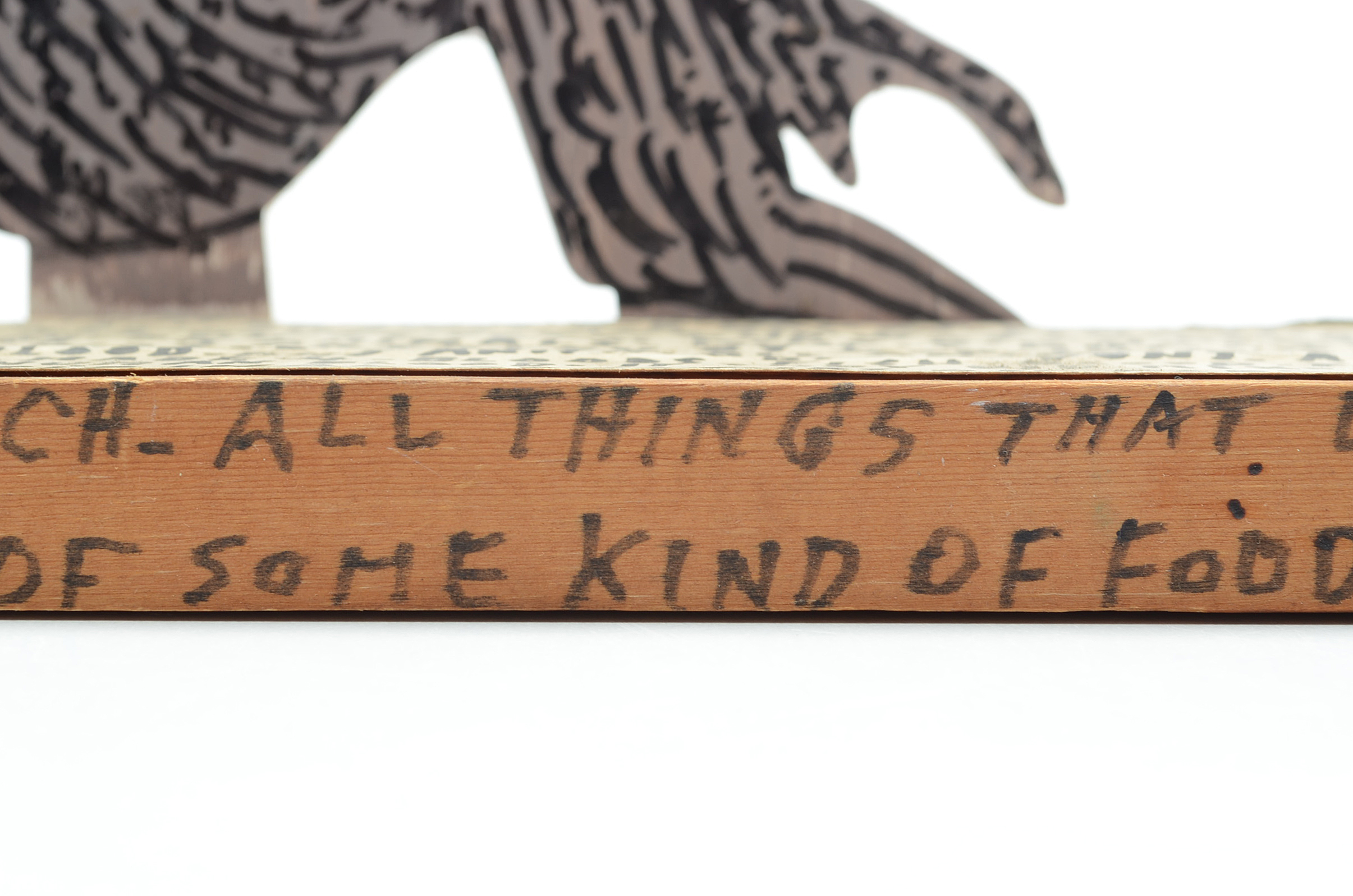 Howard Finster Oil and Marker on Shaped Wood Sculpture "Monkey Ba Bo"