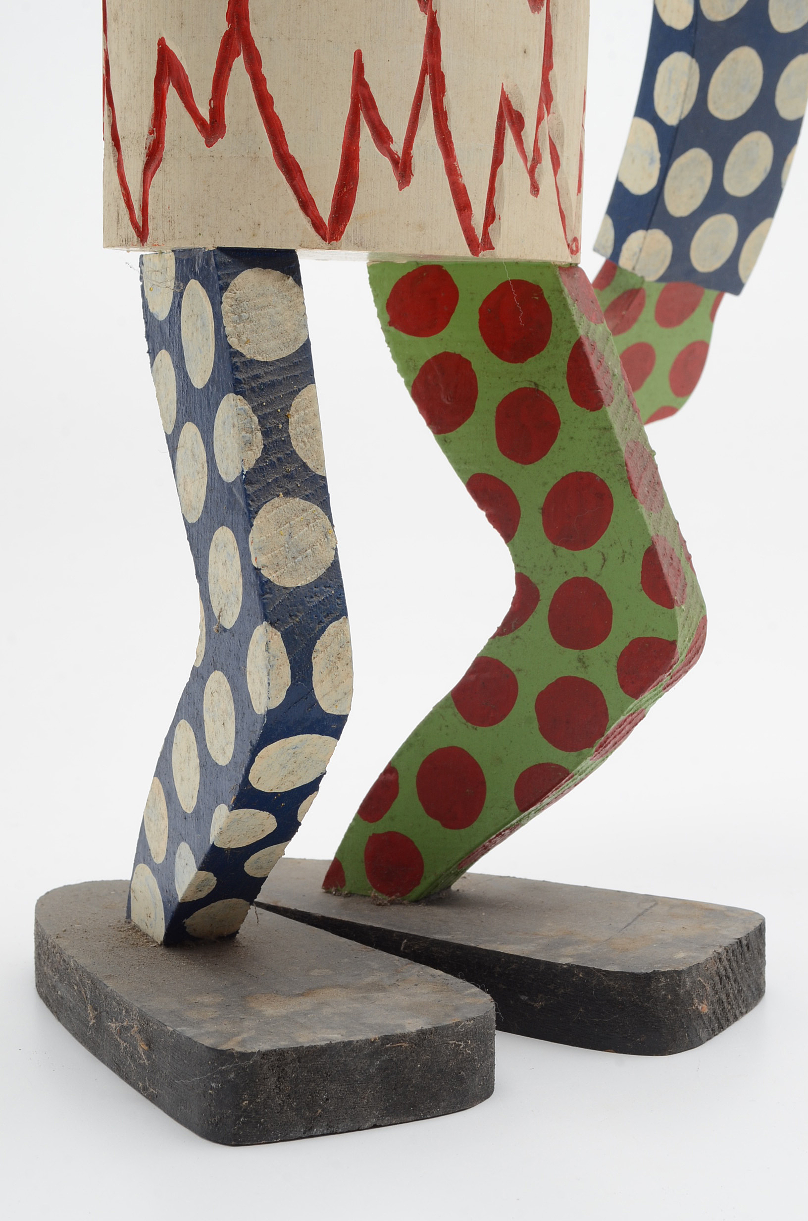 Kenneth "Allen" Wilson Painted Wood Sculpture with Ceramic Head Insert