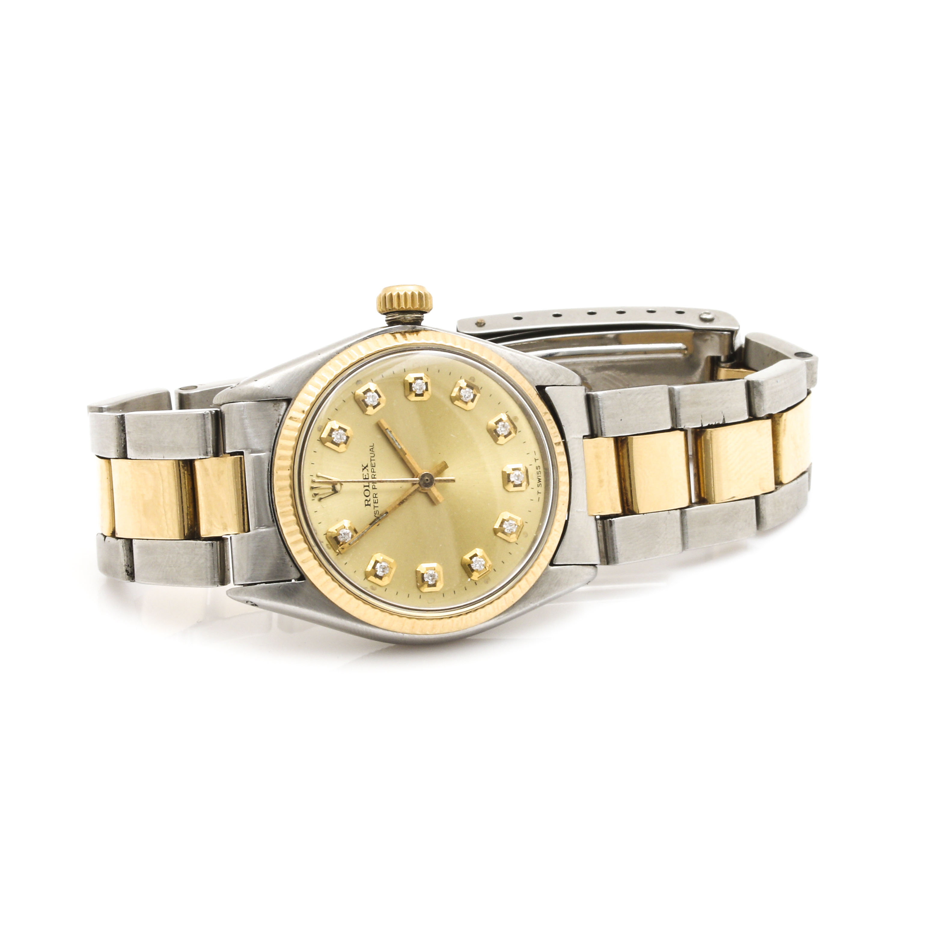 Rolex Oyster Perpetual 14K Yellow Gold Diamond Watch