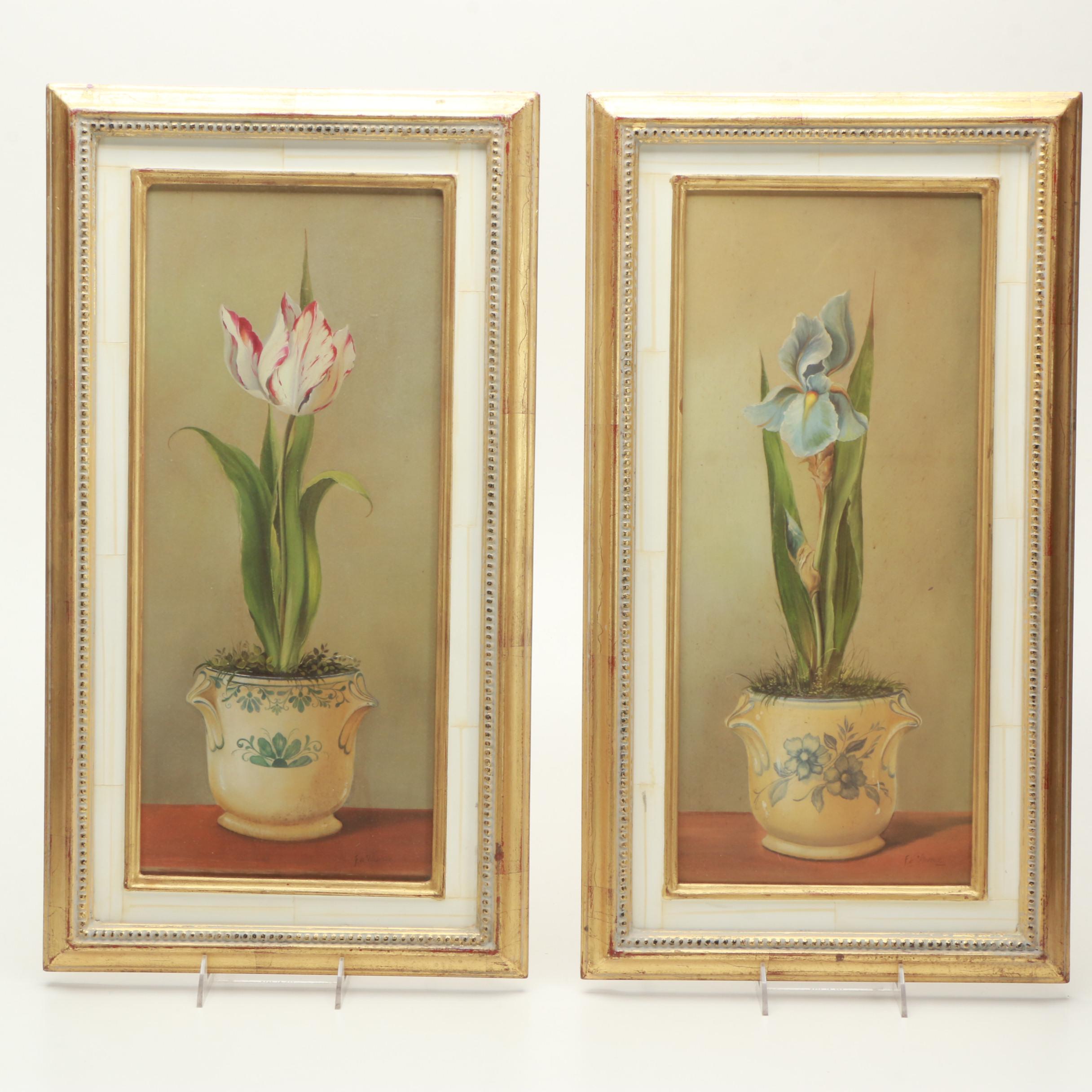 Reproduction Prints on Paper After Fabrice de Villeneuve Paintings of Plants