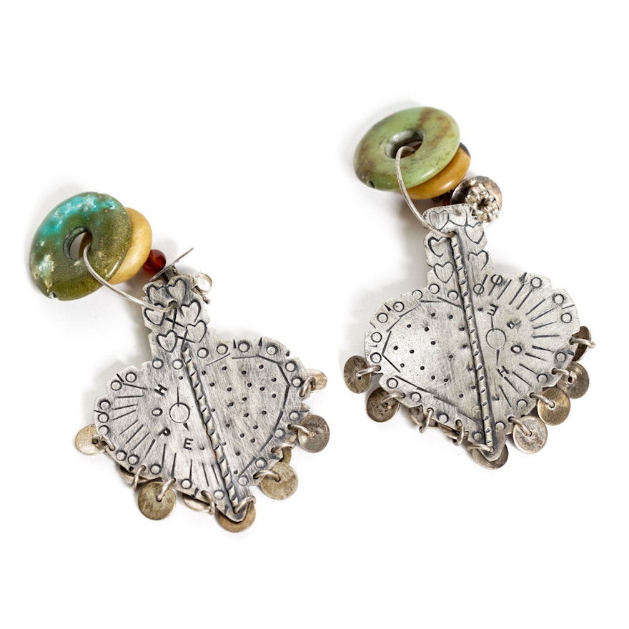 Jody Peterson Sterling Silver Earrings with Stone Beads