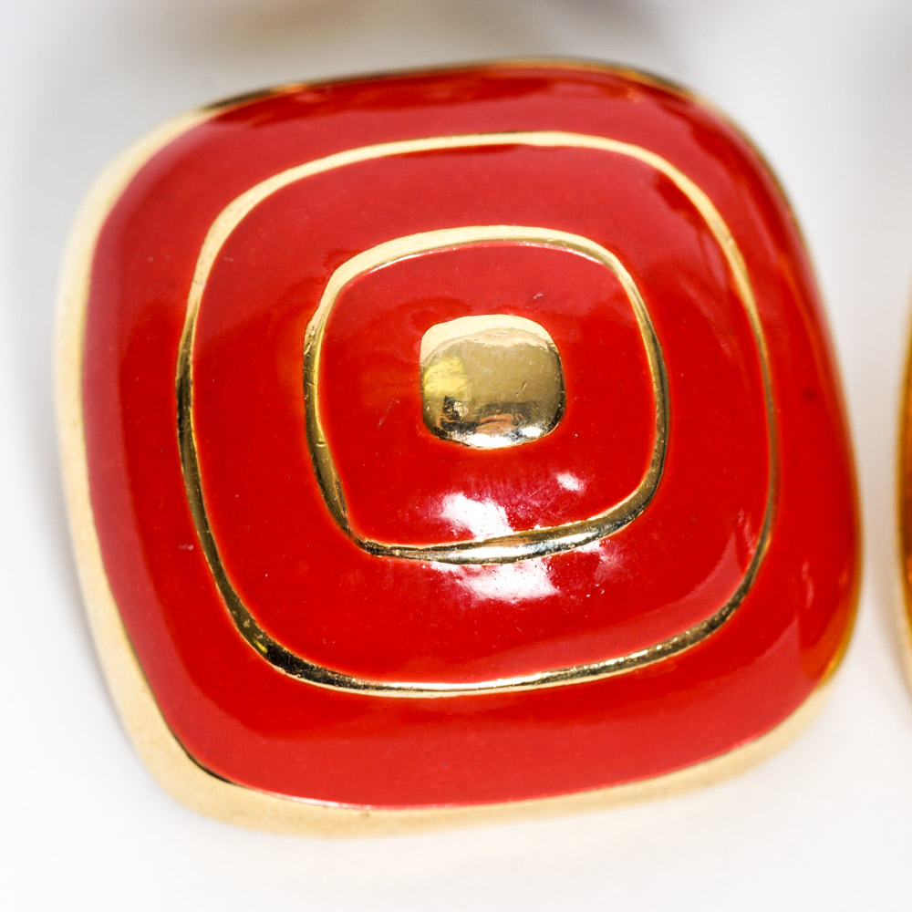 Vintage Costume Earrings with Enamel