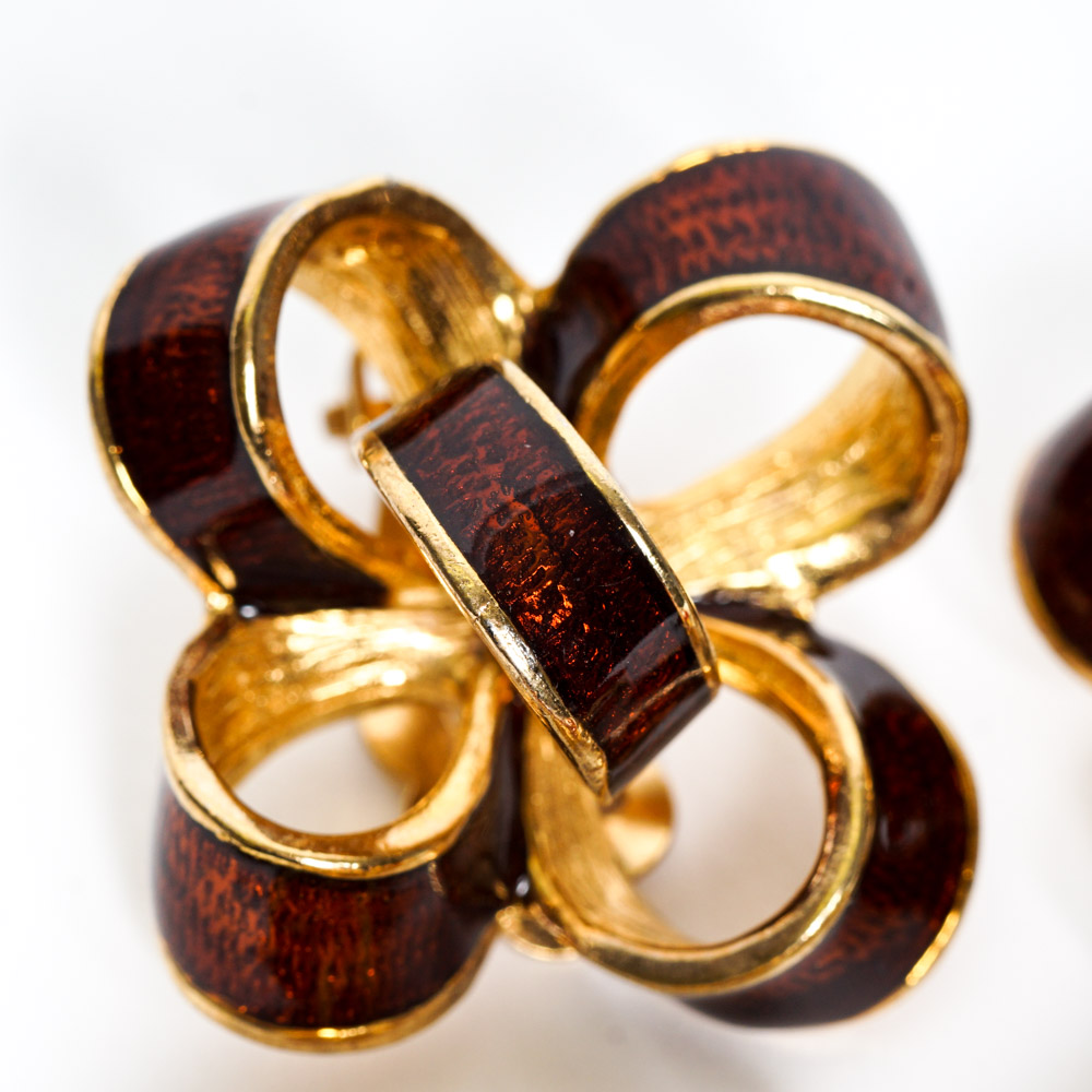 Vintage Costume Earrings with Enamel