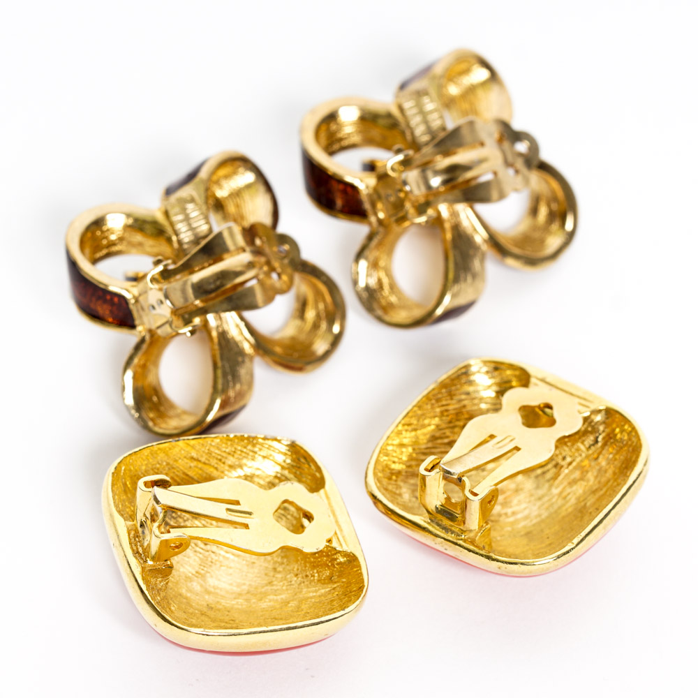 Vintage Costume Earrings with Enamel