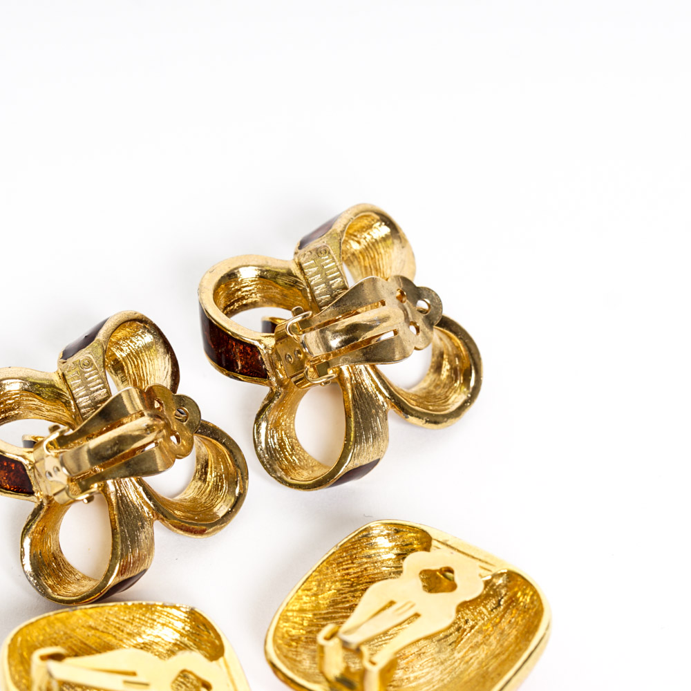 Vintage Costume Earrings with Enamel