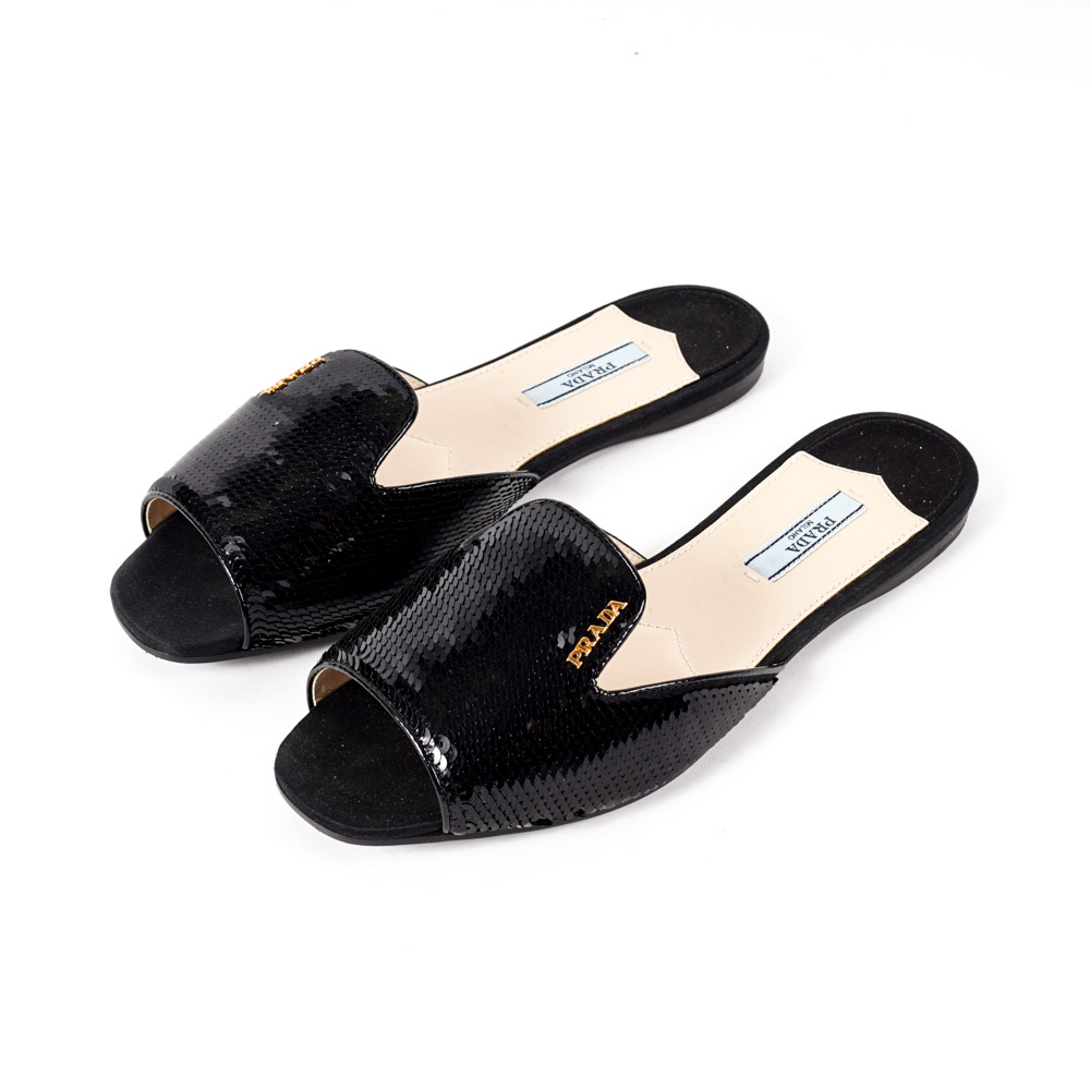 Prada Sequined Smoking Slides