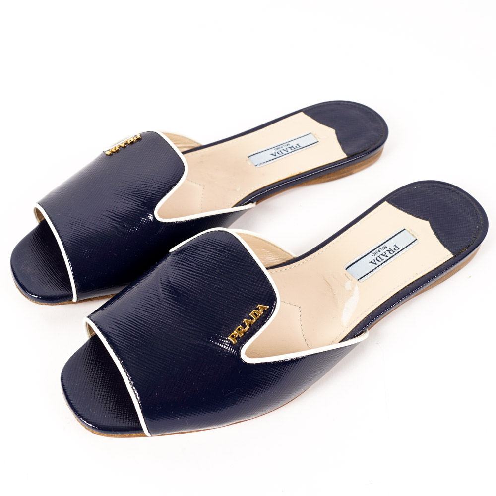 Prada Saffiano Leather Smoking Slides