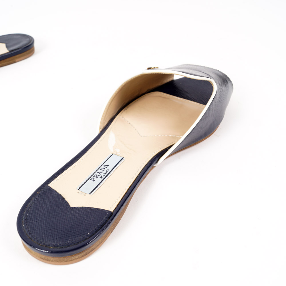 Prada Saffiano Leather Smoking Slides