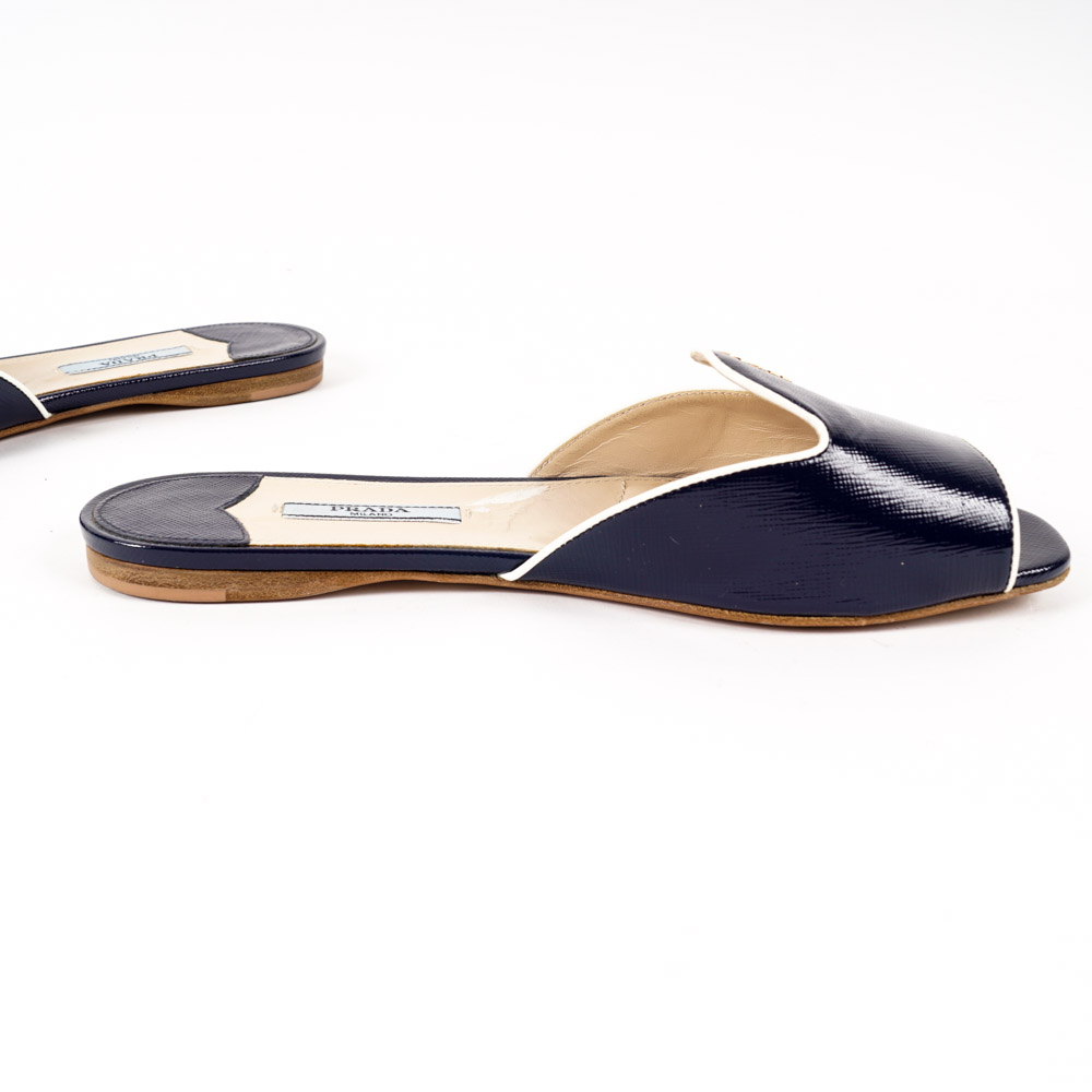 Prada Saffiano Leather Smoking Slides