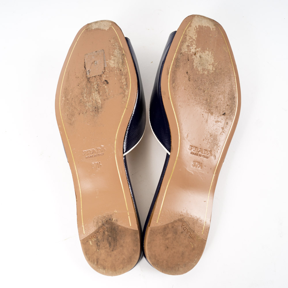 Prada Saffiano Leather Smoking Slides