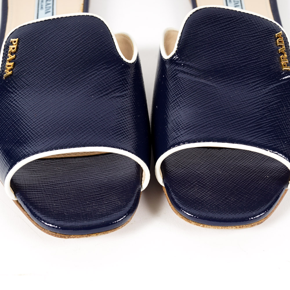 Prada Saffiano Leather Smoking Slides