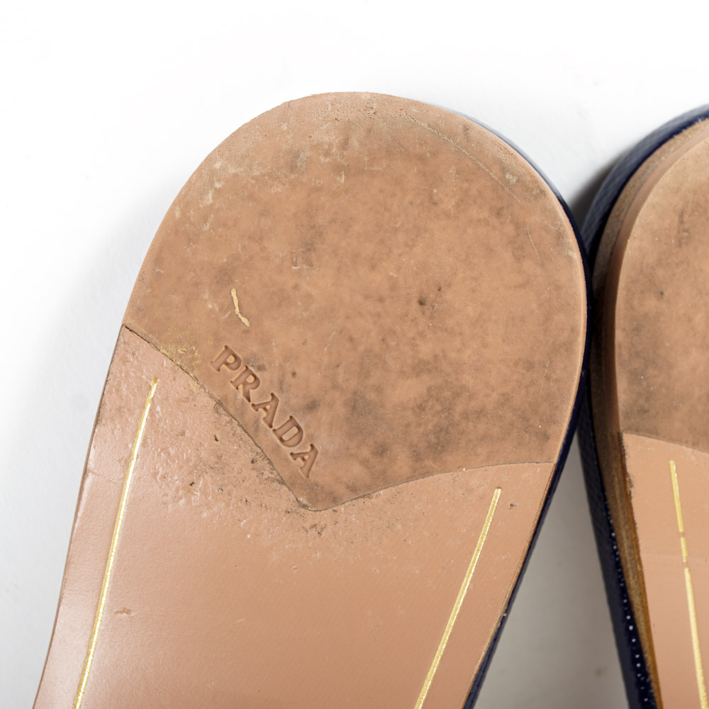 Prada Saffiano Leather Smoking Slides