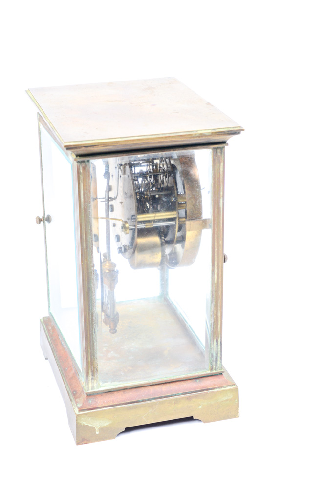 Seth Thomas Brass and Beveled Glass Regulator Mantel Clock