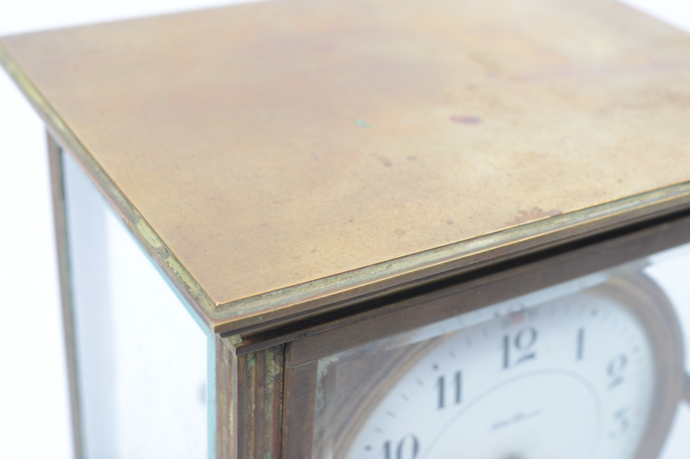 Seth Thomas Brass and Beveled Glass Regulator Mantel Clock