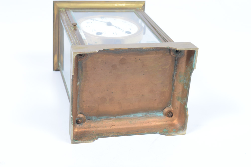 Seth Thomas Brass and Beveled Glass Regulator Mantel Clock