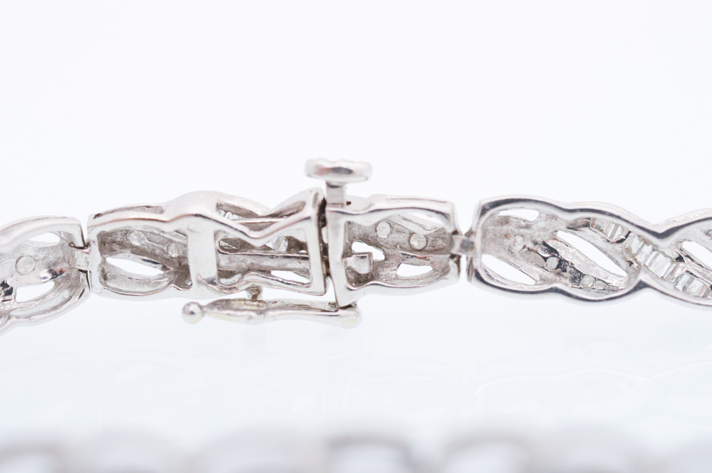 10K White Gold 1.00 CTW Diamond Tennis Bracelet