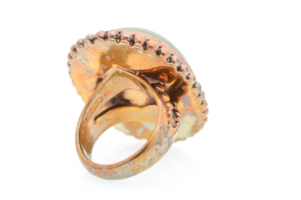 Stephen Dweck Bronze Green Bowenite Ring