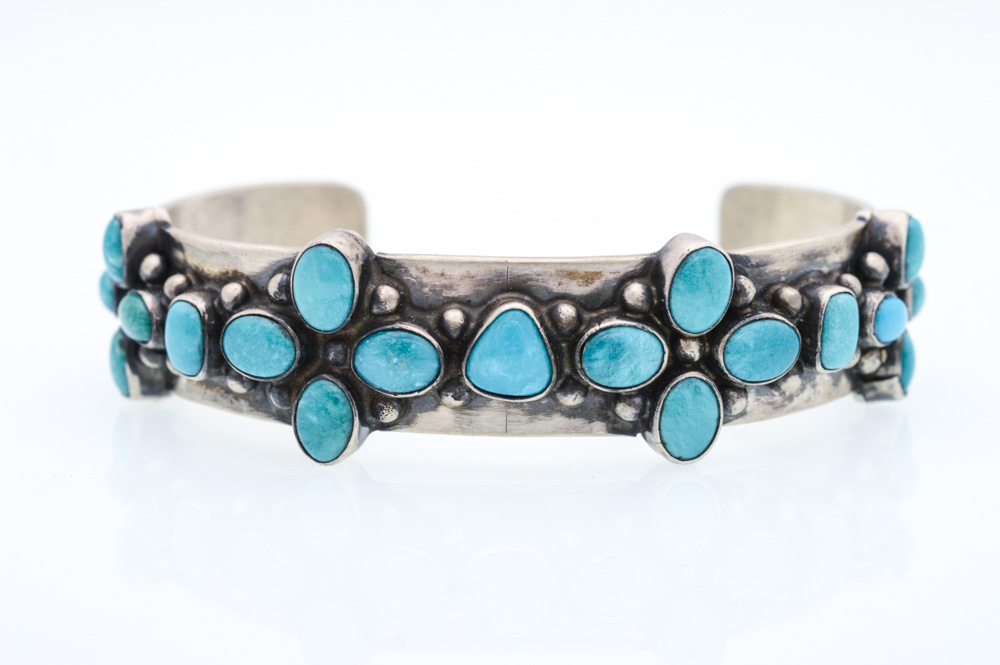 Emma Lincoln Navajo Diné Signed Sterling Silver Turquoise Bracelet