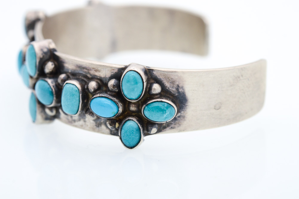 Emma Lincoln Navajo Diné Signed Sterling Silver Turquoise Bracelet
