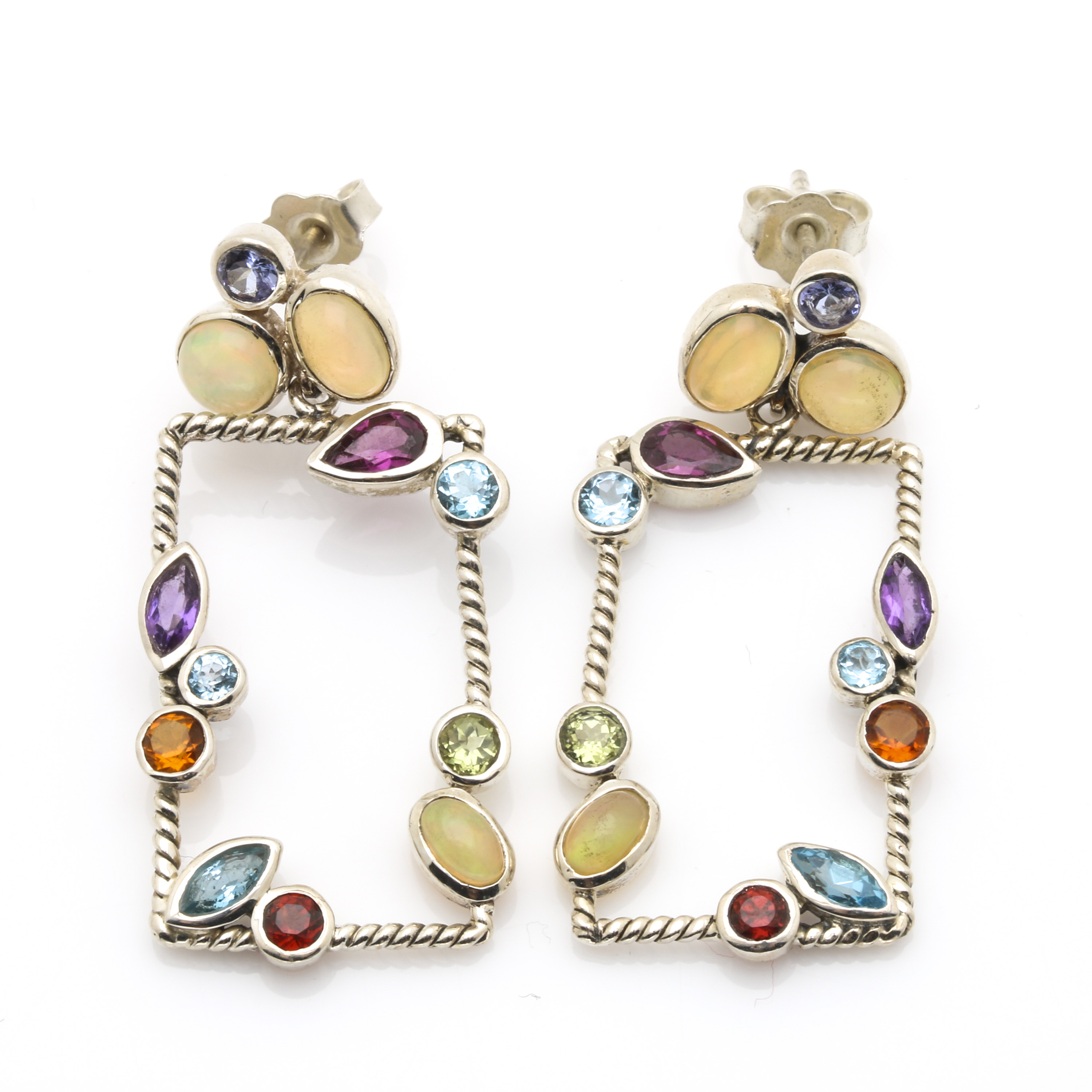 Samuel Benham Sterling Silver Gemstone Bracelet and Multi-Gemstone Earrings