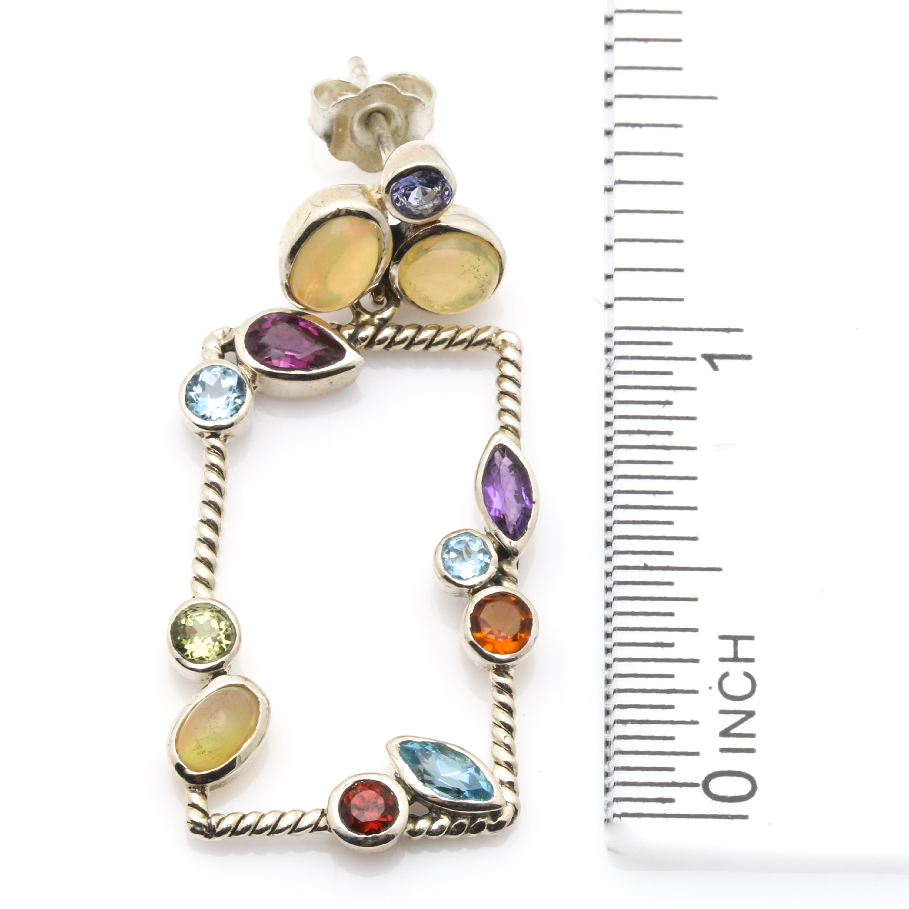 Samuel Benham Sterling Silver Gemstone Bracelet and Multi-Gemstone Earrings
