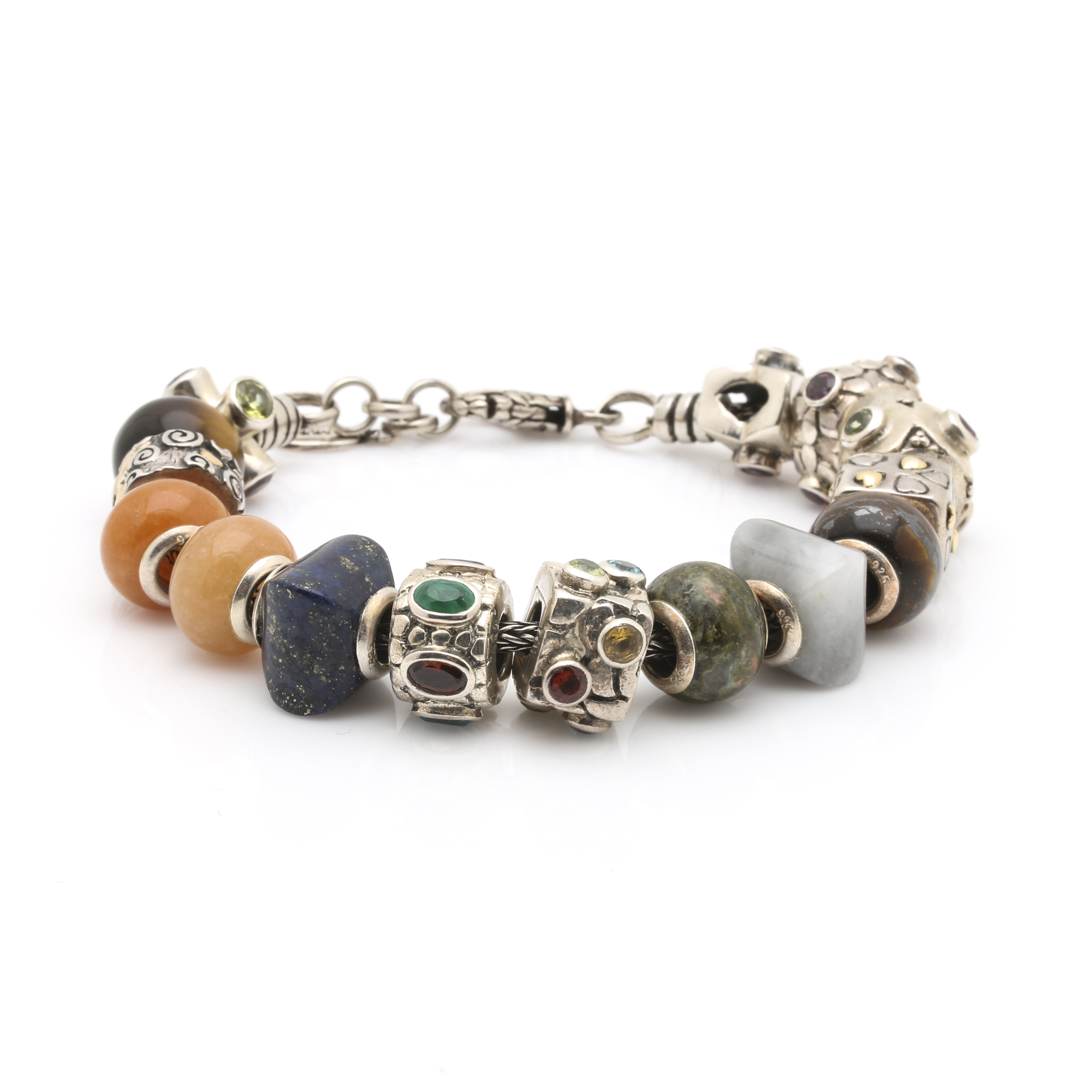 Samuel Benham Sterling Silver Gemstone Bracelet and Multi-Gemstone Earrings