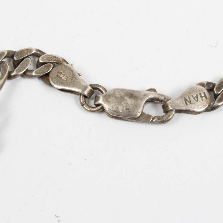 Sterling Silver Native American Bust Pendant Necklace