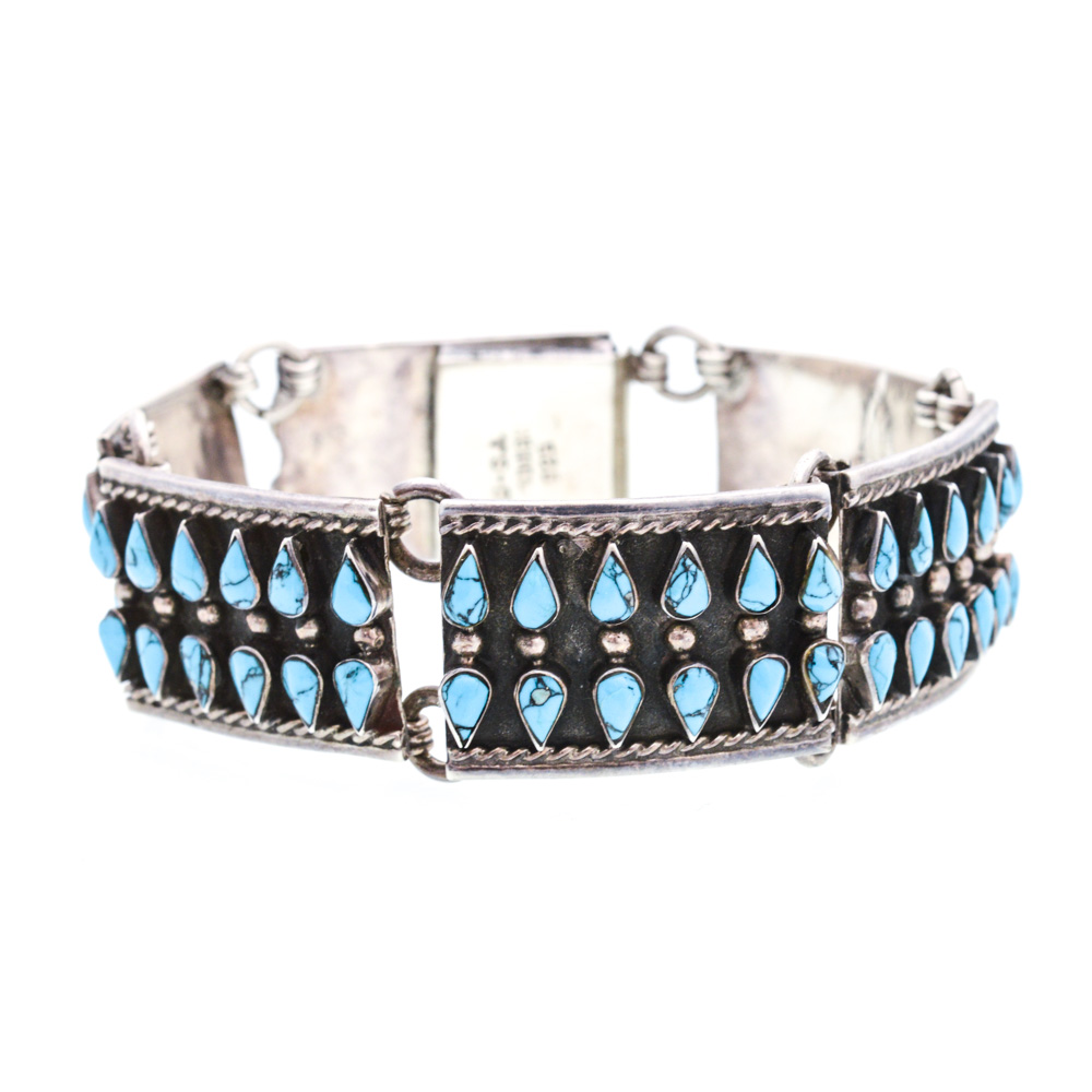 Sterling Silver Natural Turquoise Bracelet