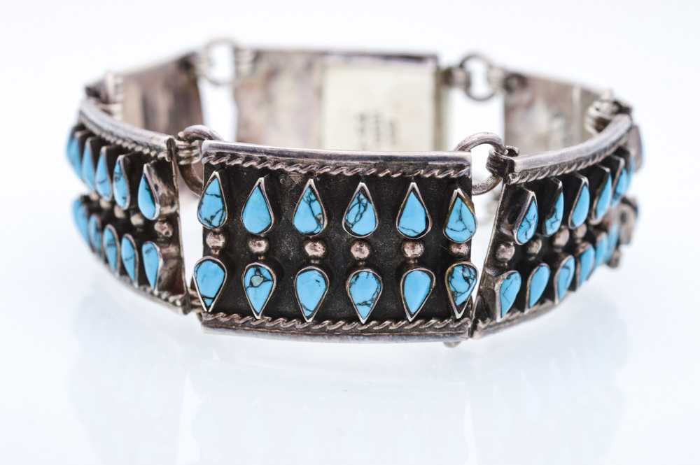 Sterling Silver Natural Turquoise Bracelet