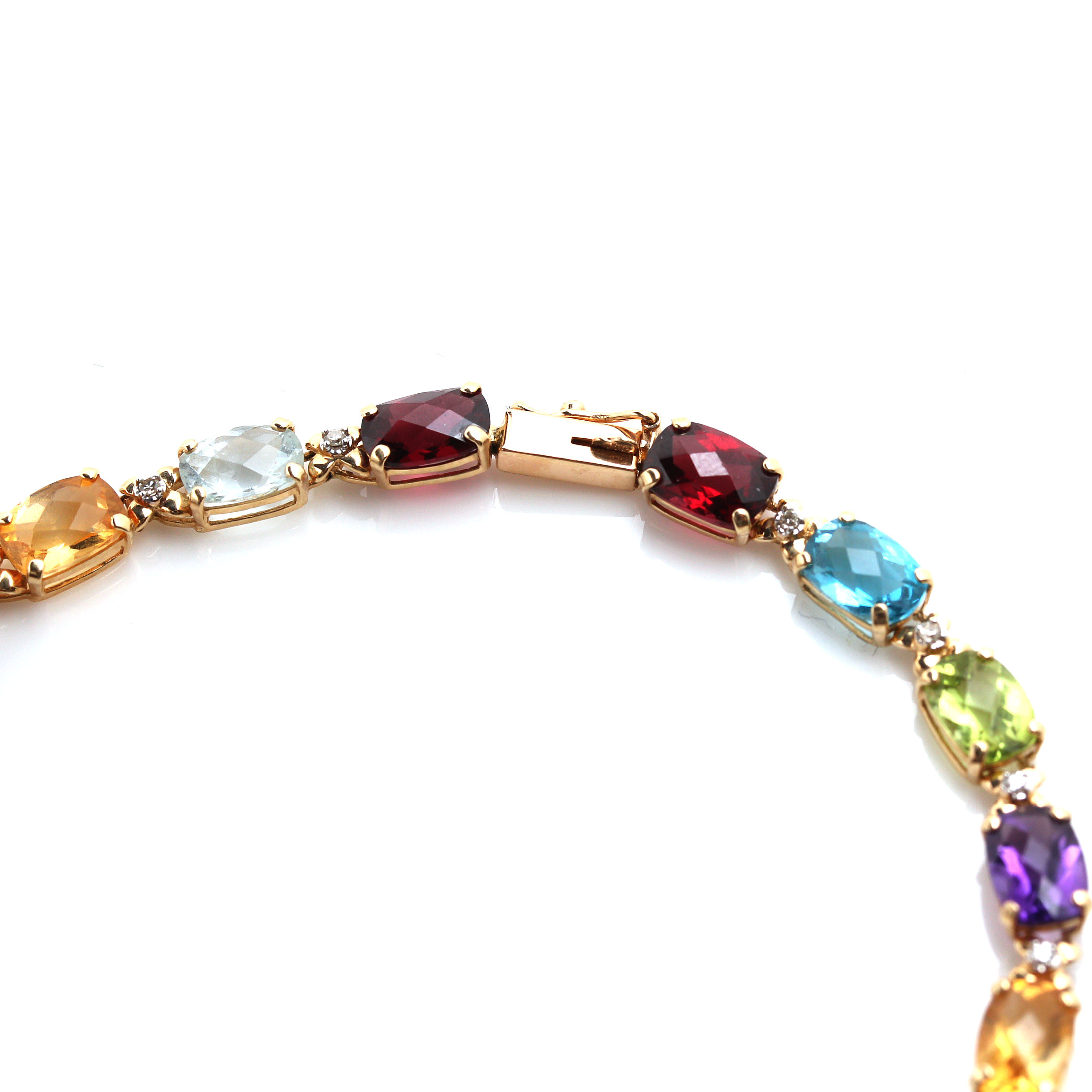 14K Yellow Gold Gemstone and Diamond Bracelet