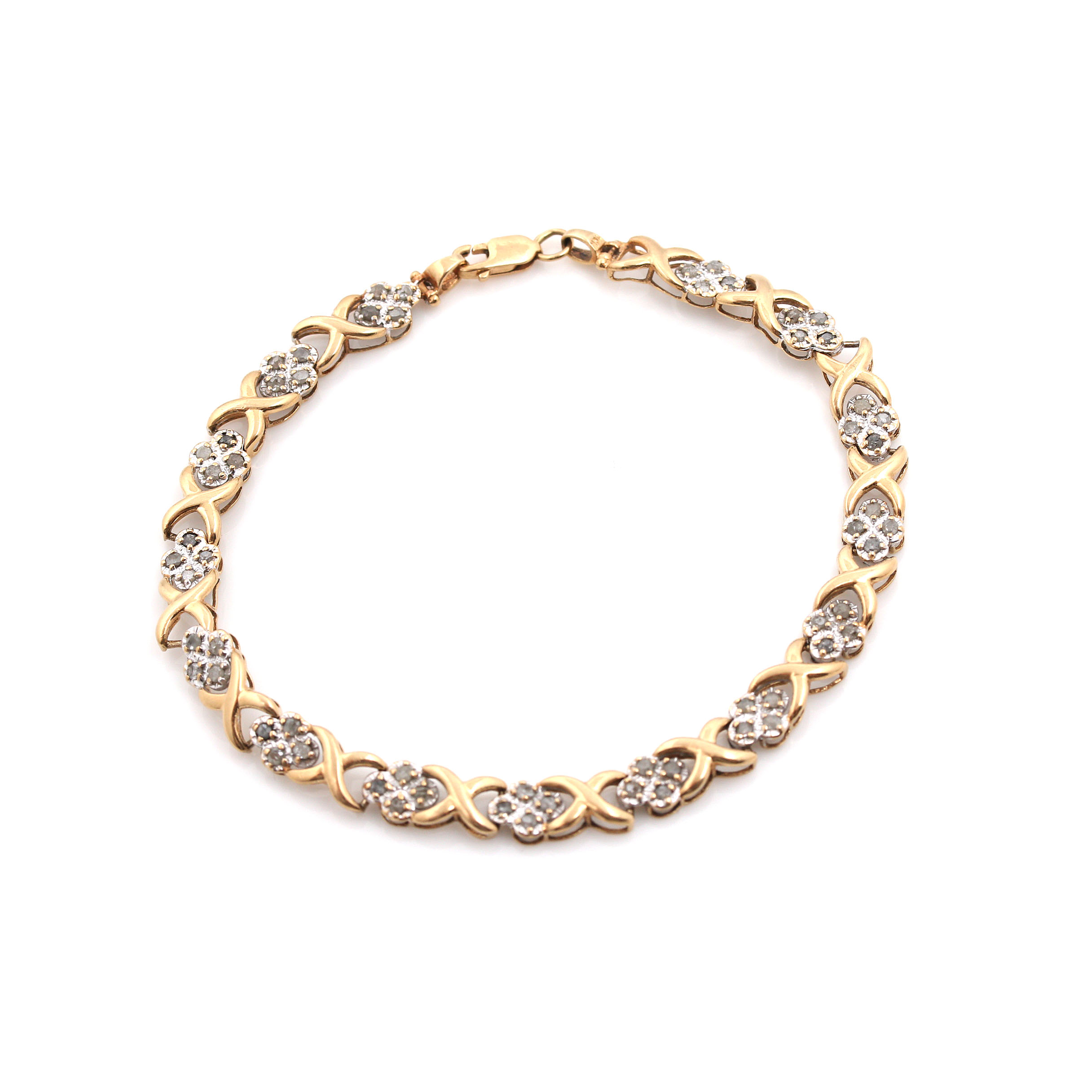 10K Yellow Gold 0.96 CTW Diamond Bracelet and Garnet Pendant