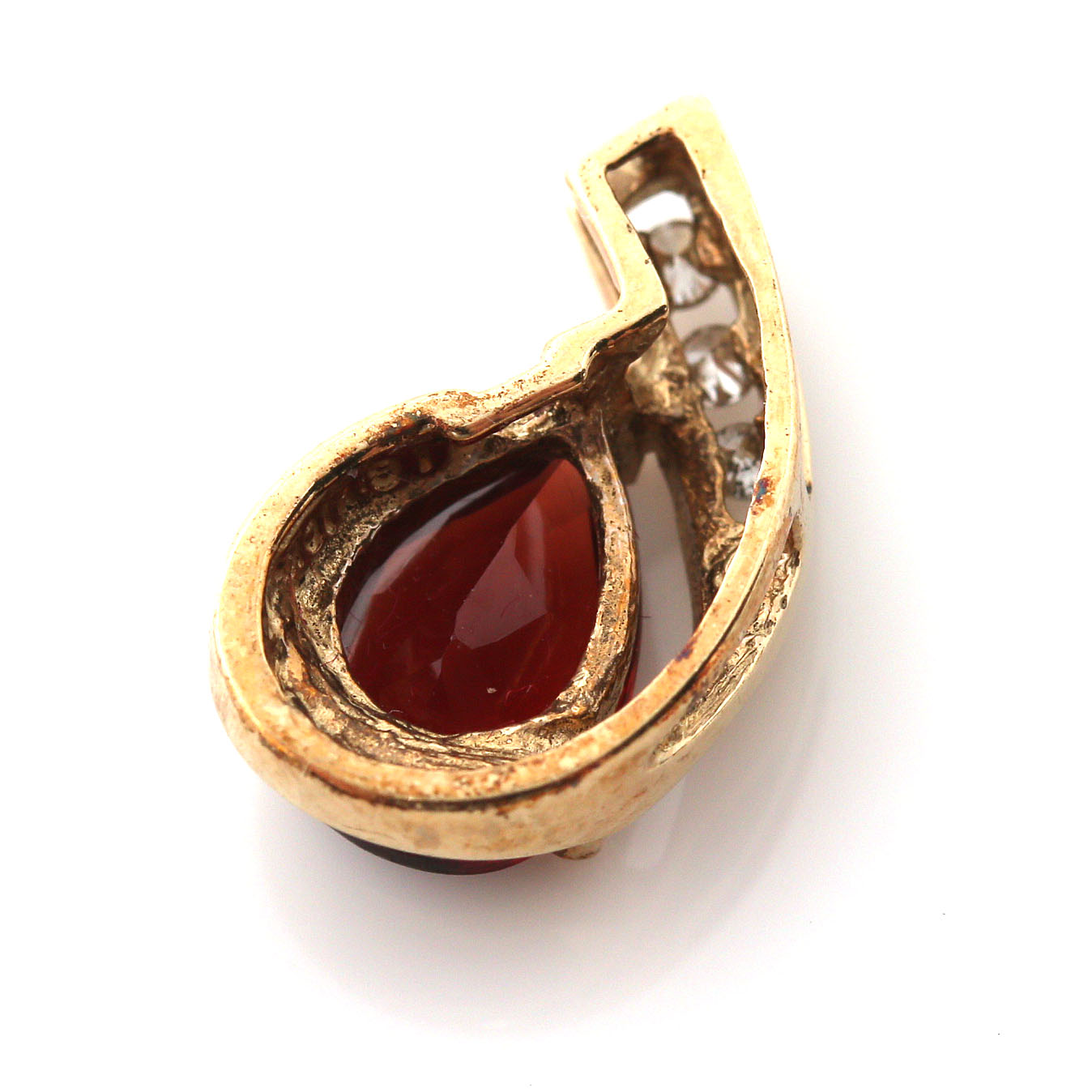 10K Yellow Gold 0.96 CTW Diamond Bracelet and Garnet Pendant