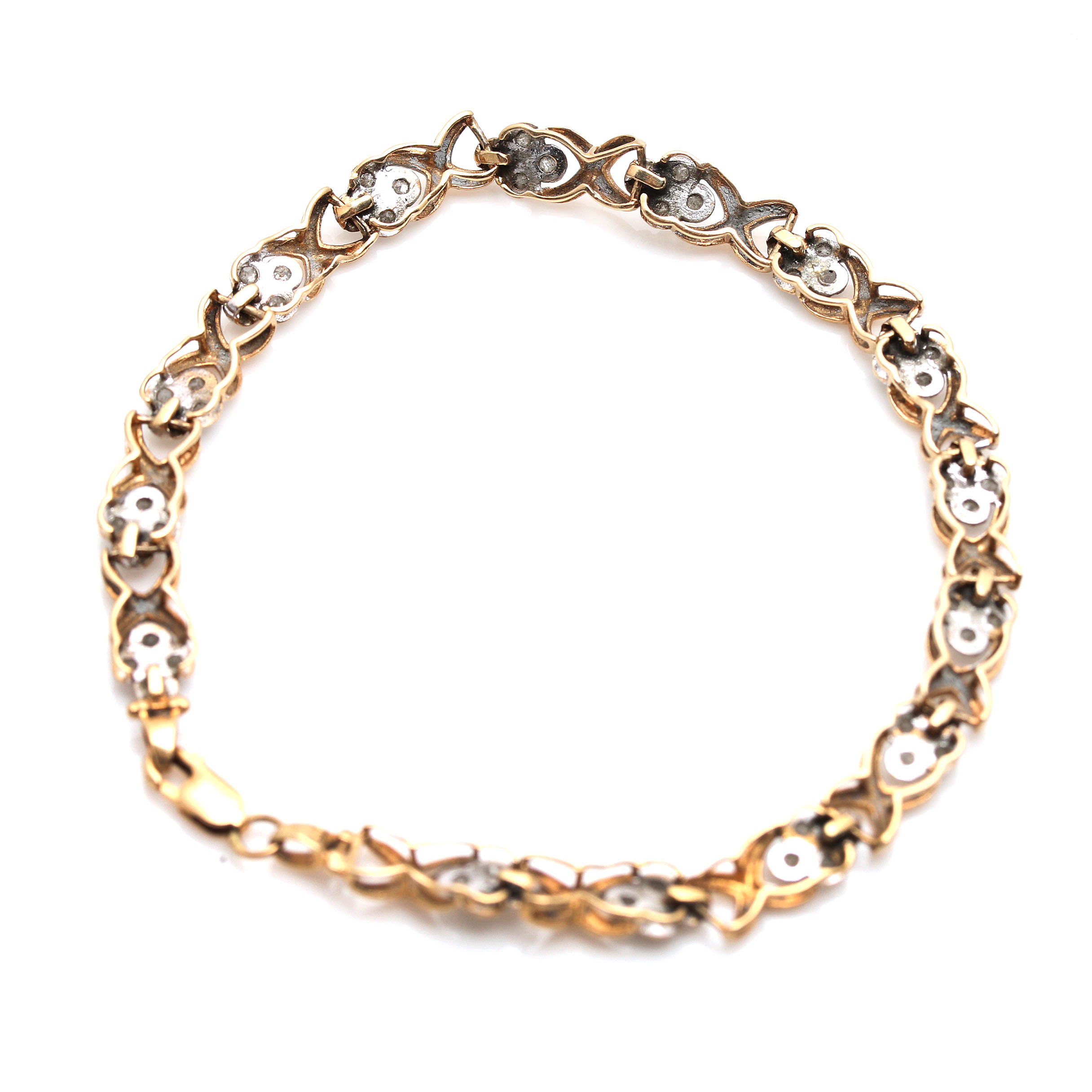 10K Yellow Gold 0.96 CTW Diamond Bracelet and Garnet Pendant