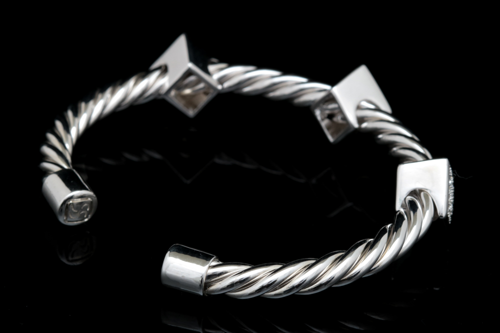 Sterling Silver and Crystal Cuff Bracelet