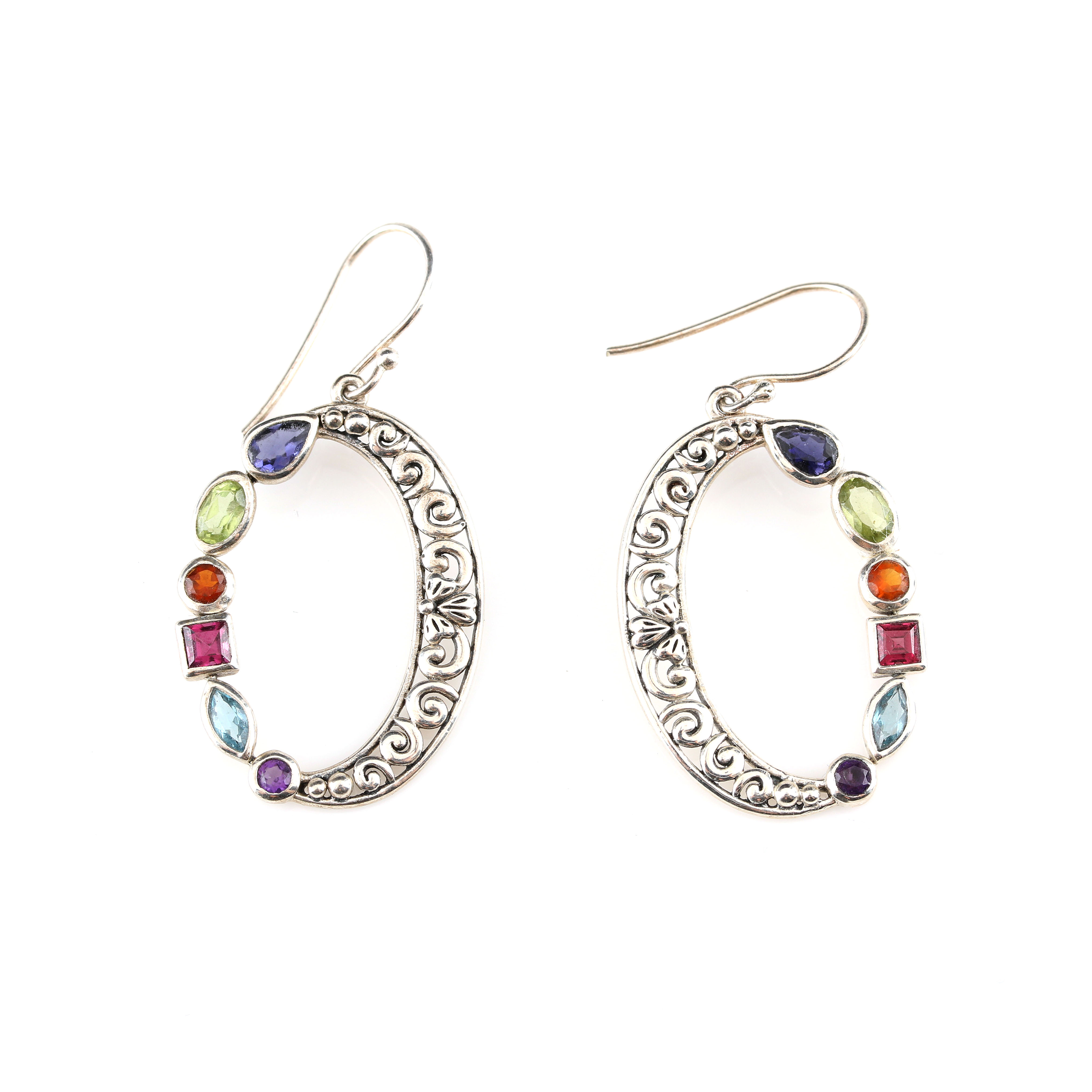 Sterling Silver and Gemstone Earrings and Bracelet Including Samuelle